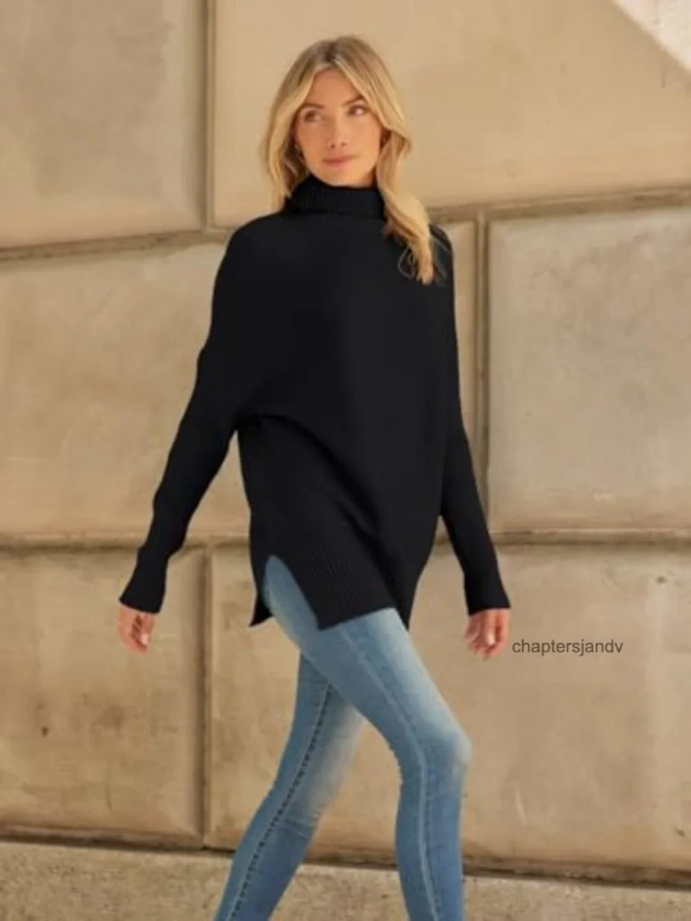 Oversized Roll Neck Turtleneck Sweater Long Tunic Pullover